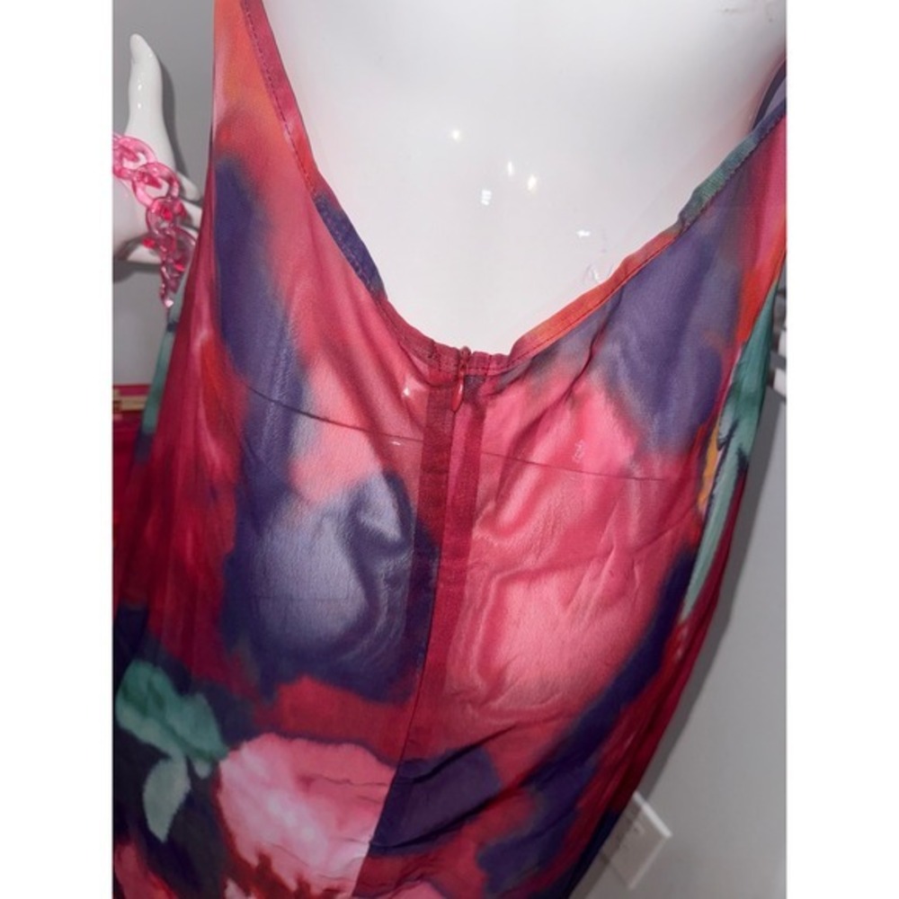 Micas Sheer Floral Lace Maxi Dress  Cotton Blend Plunge Mesh‎ Dress size M - Picture 10 of 12